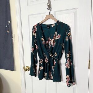 ✧･ﾟteal faux wrap top